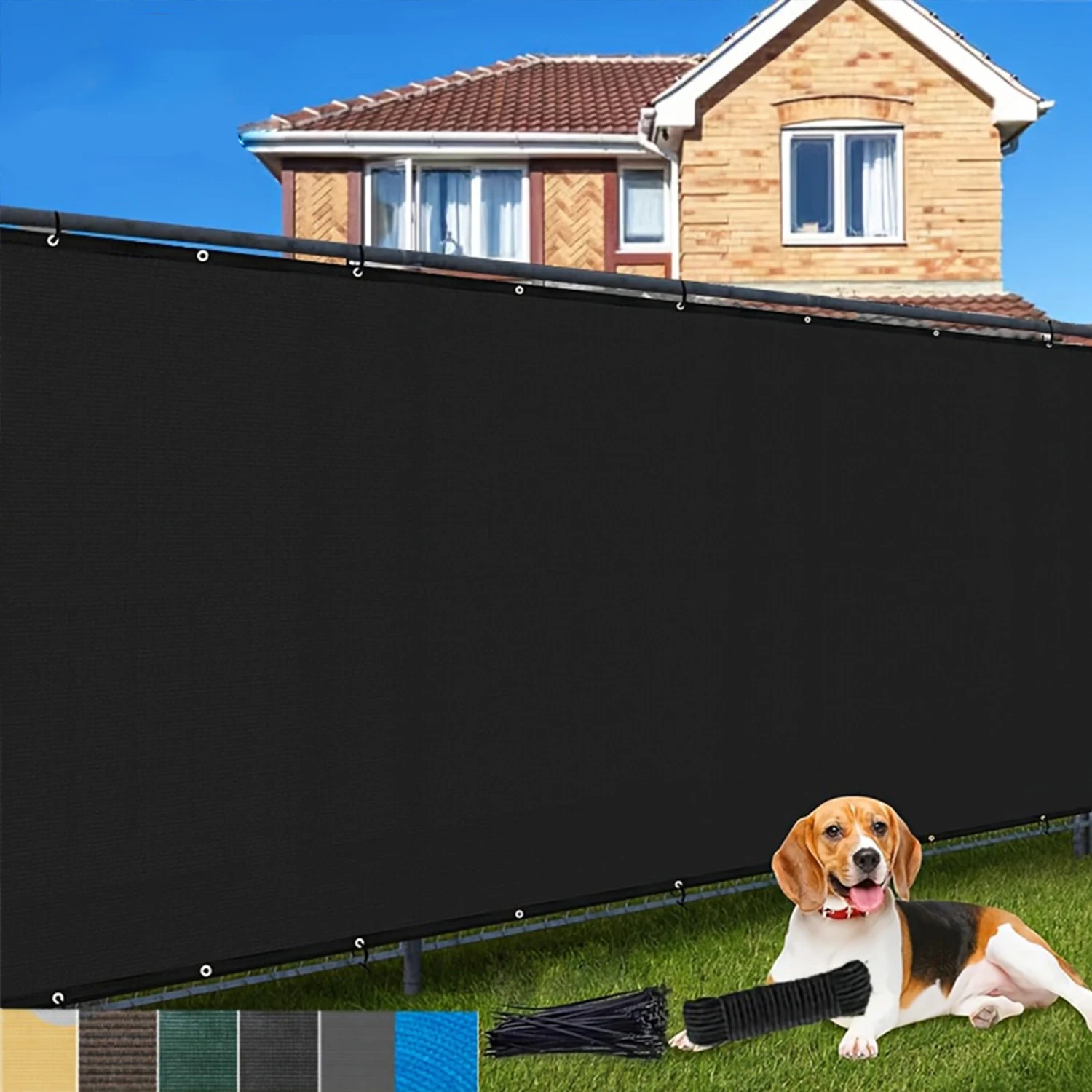 8x15ft Fence Privacy Screen Windscreen Cover Fabric Shade Tarp Netting Mesh Cloth - Commercial Grade 170 GSM - Cable Zip Ties Included