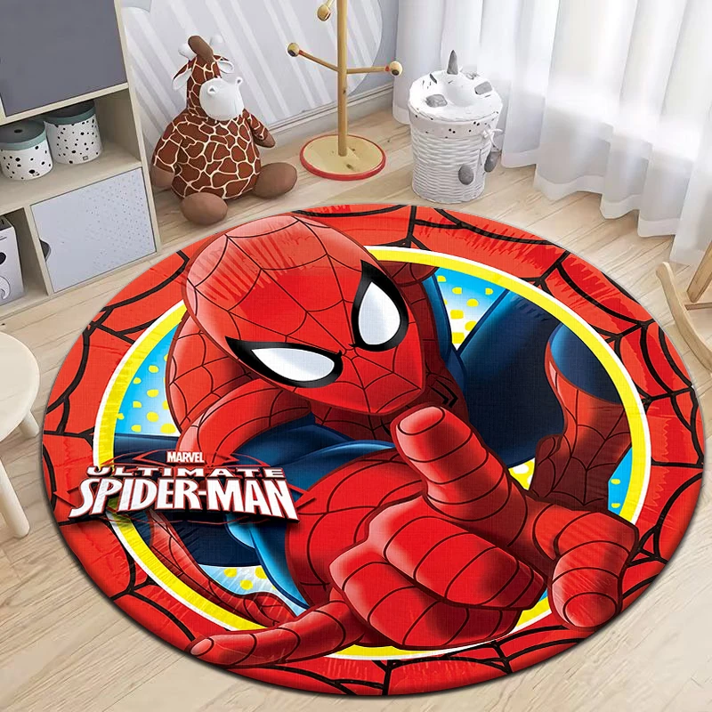 

Marvel Spider Man HD Printed Round Carpet for Living Room Rugs Camping Picnic Mats Flannel Anti-Slip Rug Yoga Mat Gifts area rug