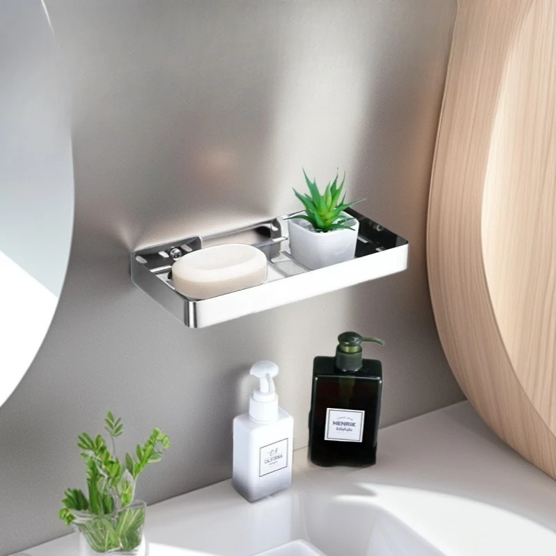 Extended Soap Box 304 Stainless Steel Soap Dish Bathroom Thickened Soap Box Black Shelf Wall Hanging