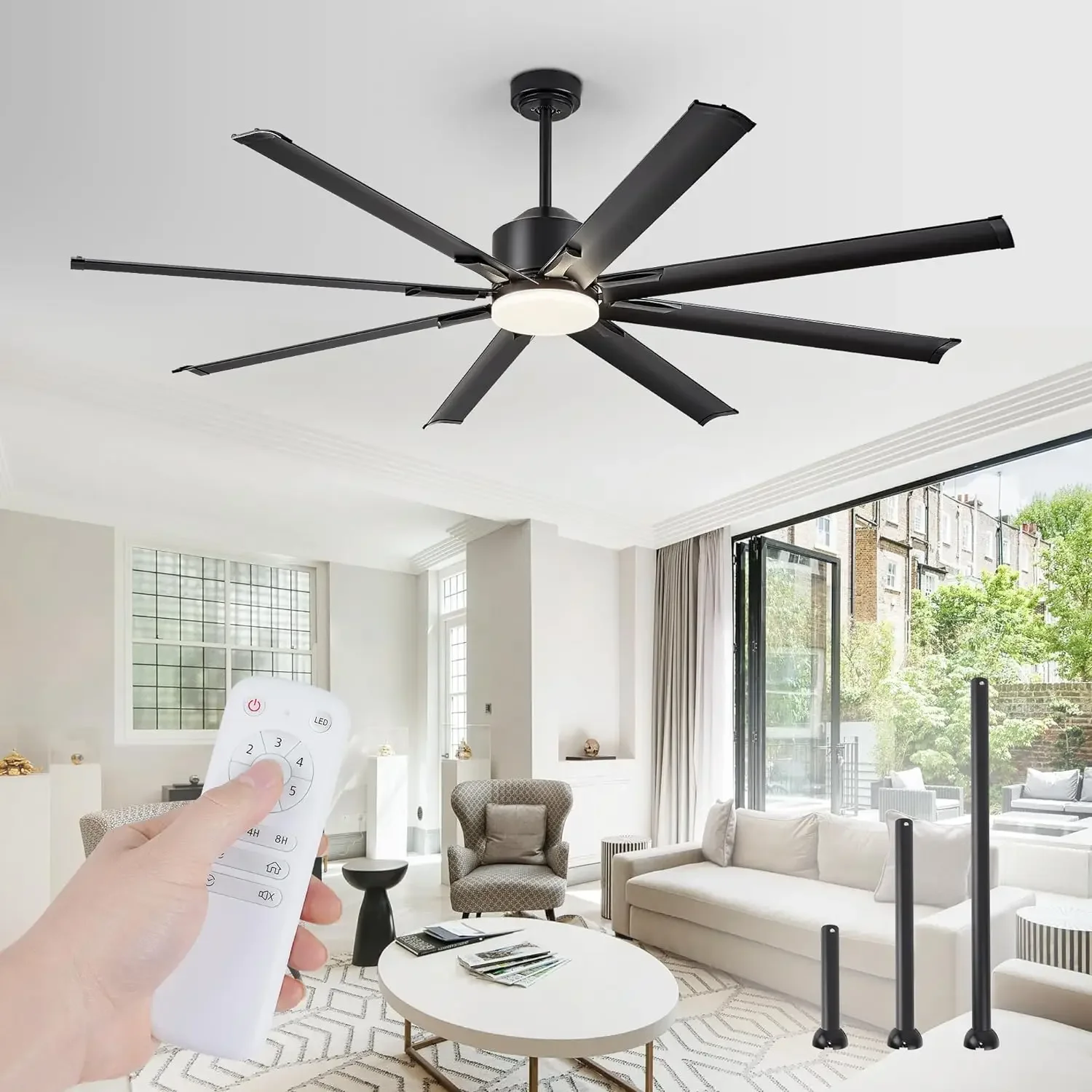 

72 inch Aluminium Blade Ceiling Fans with Lights and Remote, Outdoor Ceiling Fans for Patio Living Room