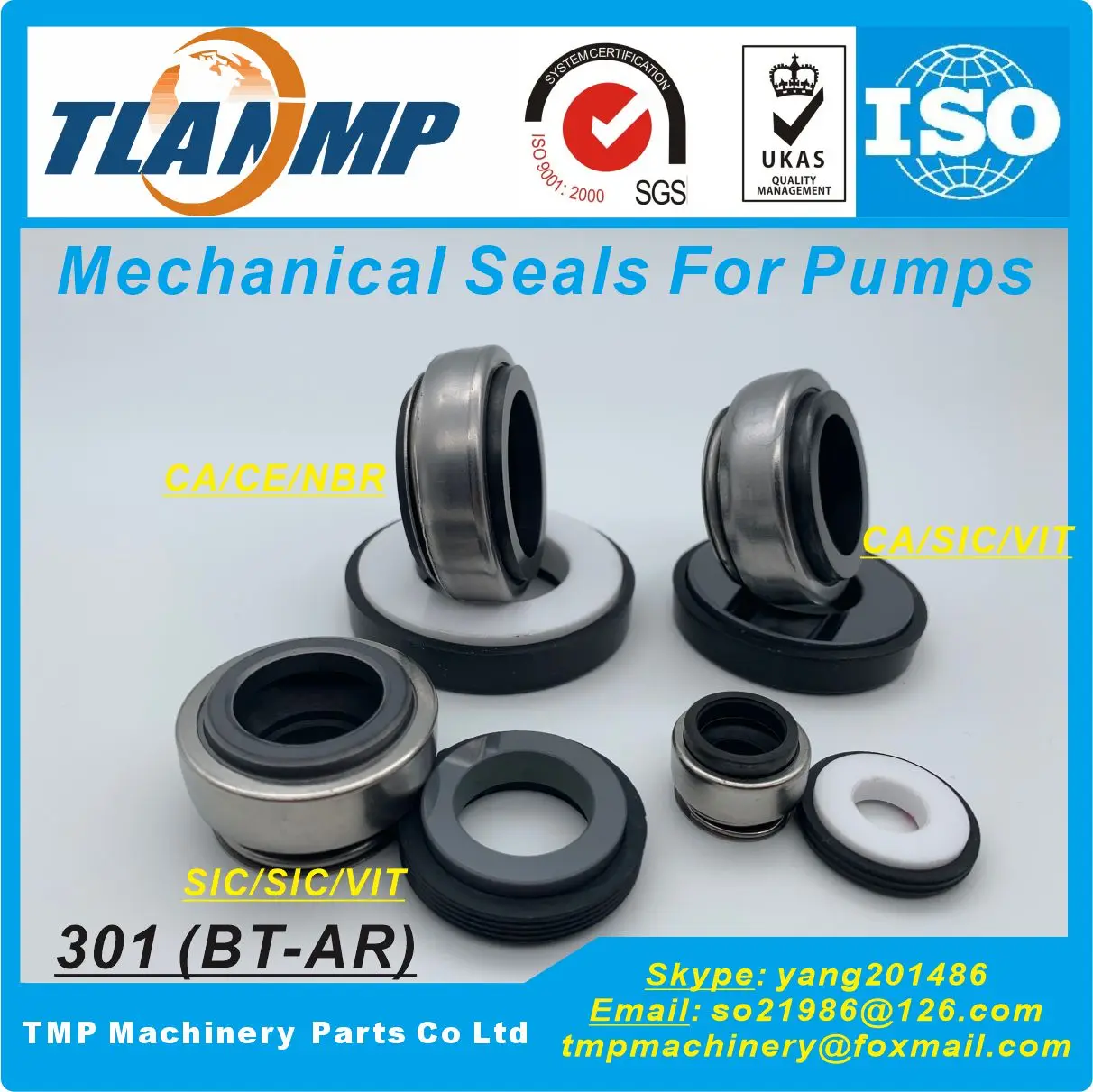 301-13 ( BT-AR-13 ) TLANMP Mechanical Seals For Shaft size 13mm Water Pumps | BT-AR Seals (Material:Carbon/Ceramic/NBR)