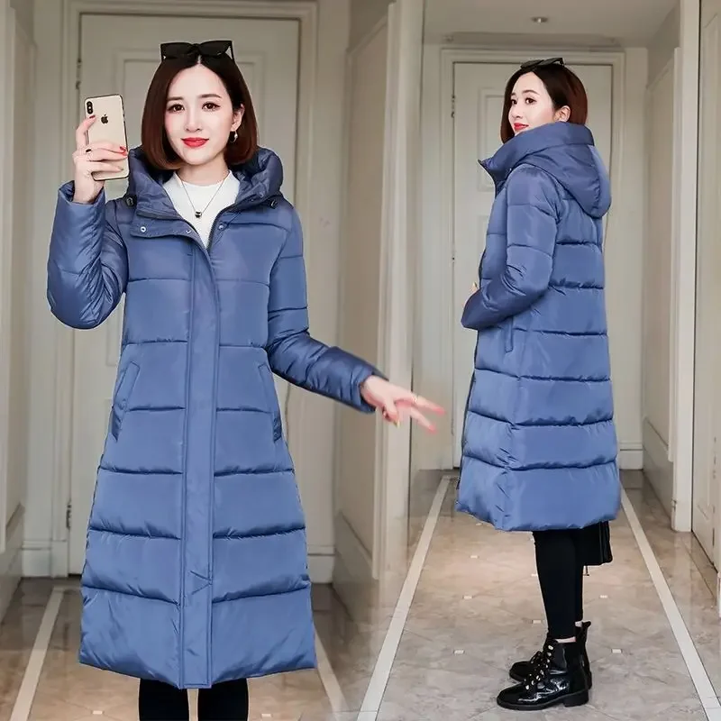 

2024 New Winter Parka Long Coat Women Thick Warm Down Cotton Coat Fashion Hooded Parka Puffer Windproof Snow Overcoat