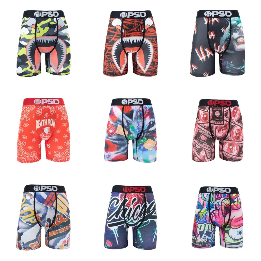 

Men Underwear Breathable Mesh Crotch Man Swimming Boxer Underpants Print Men's Panties Plus Size Panties L-2XL Men Boxer Briefs
