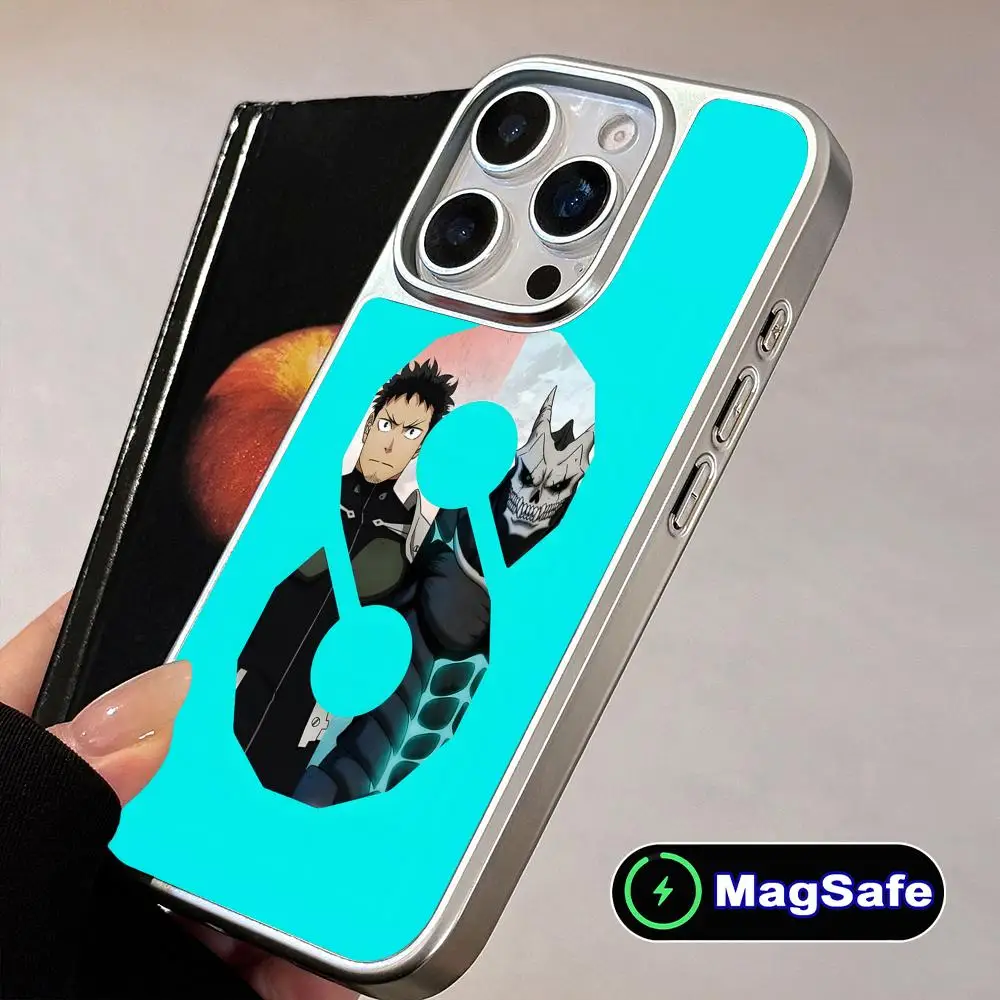 

Чехол для телефона Kaiju No 8 Kafka Hibino для iPhone 17, 16, 15, 14, 13, 12, 11 Air Pro Max Plus Magsafe с серебряным покрытием, красочный чехол, красивый