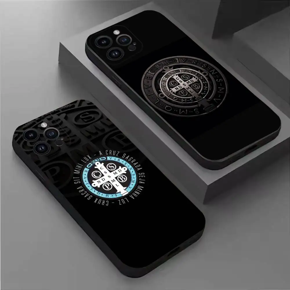 

Sao Bento Benedict of Nursia Phone Case For iPhone 16,15,14,13,12,11 Plus,Pro Max,XS,X,XR,SE,Mini,8,7,Soft Silicone Black Cover