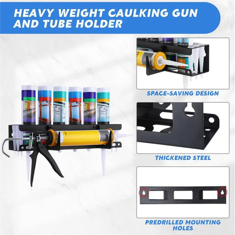 

Caulking Tube Rack Grease Tube Rack Wall Mounted Sealant Organizer Tube Storage Caulking Tool Organizer Holds 6 Tubes-AA26