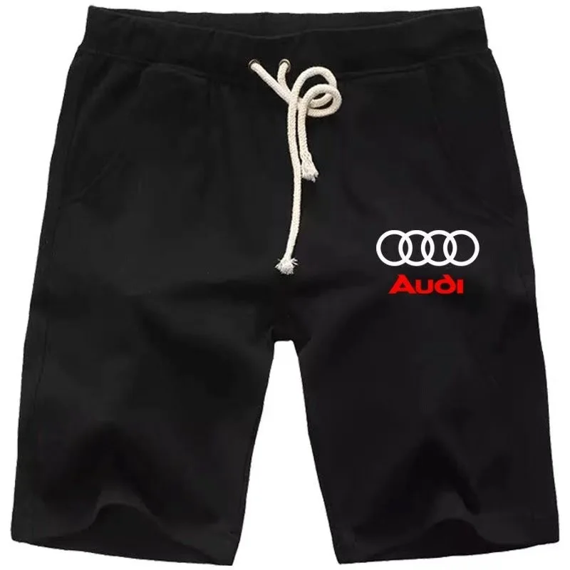 2026 new summer hot selling Audi brand RSF1 racing clothing printed shorts men's trendy casual five quarter pants black shorts