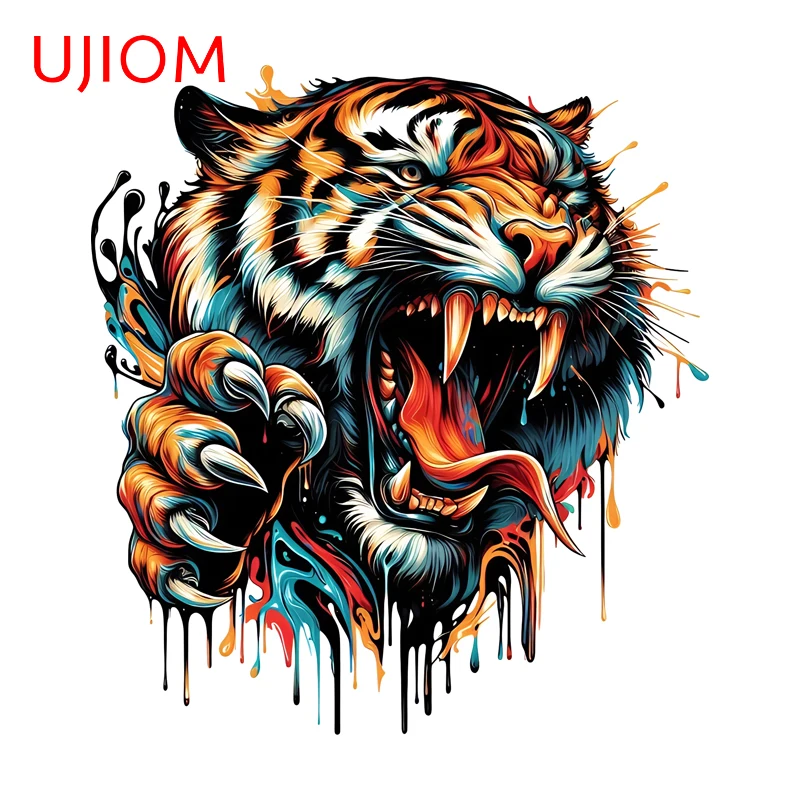 UJIOM Tiger Ink Style Wall Stickers Cool Smart Home Furniture Mirror Decals Sunscreen Waterproof Vinyl Kitchen Cupboard Decor