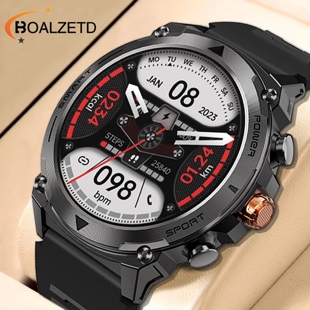 

BOALZETD Steel 1.43 « Умные часы Bluetooth для звонков, мужские спортивные фитнес - трекеры часы для Android IOS 400 мАч водонепроницаемые умные часы