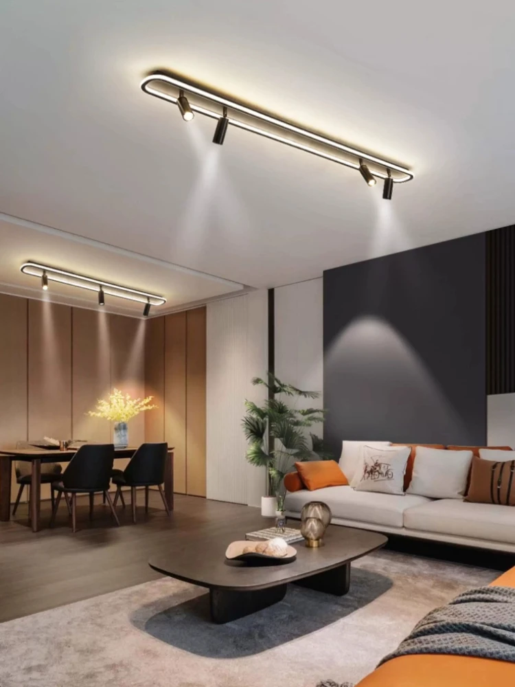 Living room spotlights, ceiling lights, exposed tracks, no main lights, commercial lighting, cloakroom ceiling lights