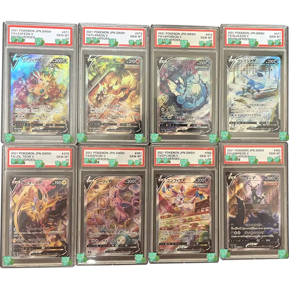 

Anime Graded Card PTCG 2021 JPN.SWSH EEVEE HEROES UMBREON V SYLVEON V GEM MT 10Points Collection Card Holographic Label Replica