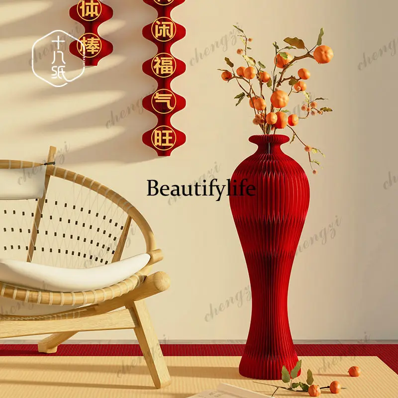 Chinese classical flower ware large vase porch decoration floor ornament shop store welcome dried flowers