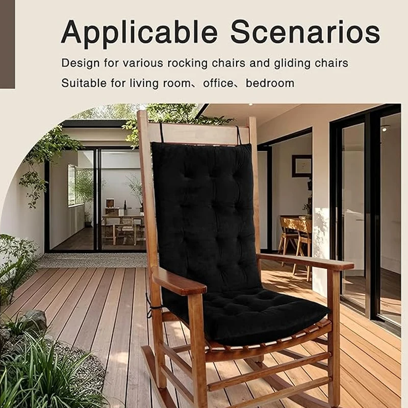 100×45cm High Back Lounge Chair Cushion Thick Corduroy Rocking Chair Pad with Fixed Tie Straps for Living Room Bedroom Balcony