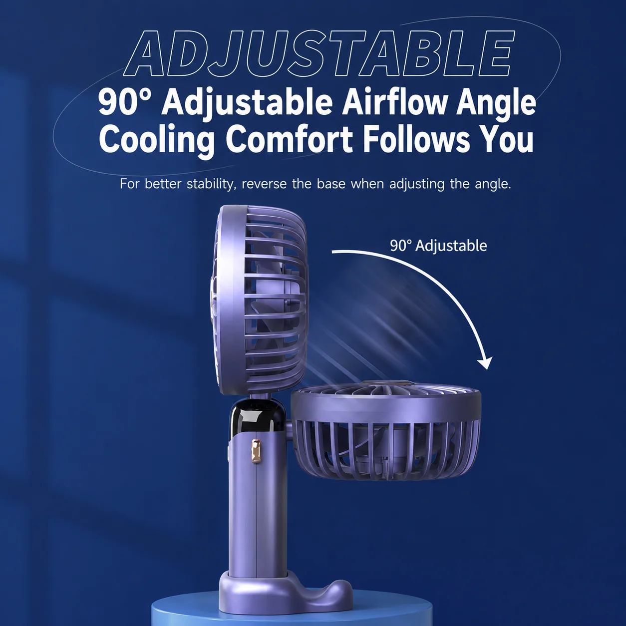 2026 New Portable Handheld Fan with Phone Holder and Lanyard, 500mAh USB Rechargeable Personal Cooling Fan with LED Digital Display, 6 Speed Airflow and Colorful Lights, Foldable Mini Desk Fan for Travel, Office, Home and Outdoor Use
