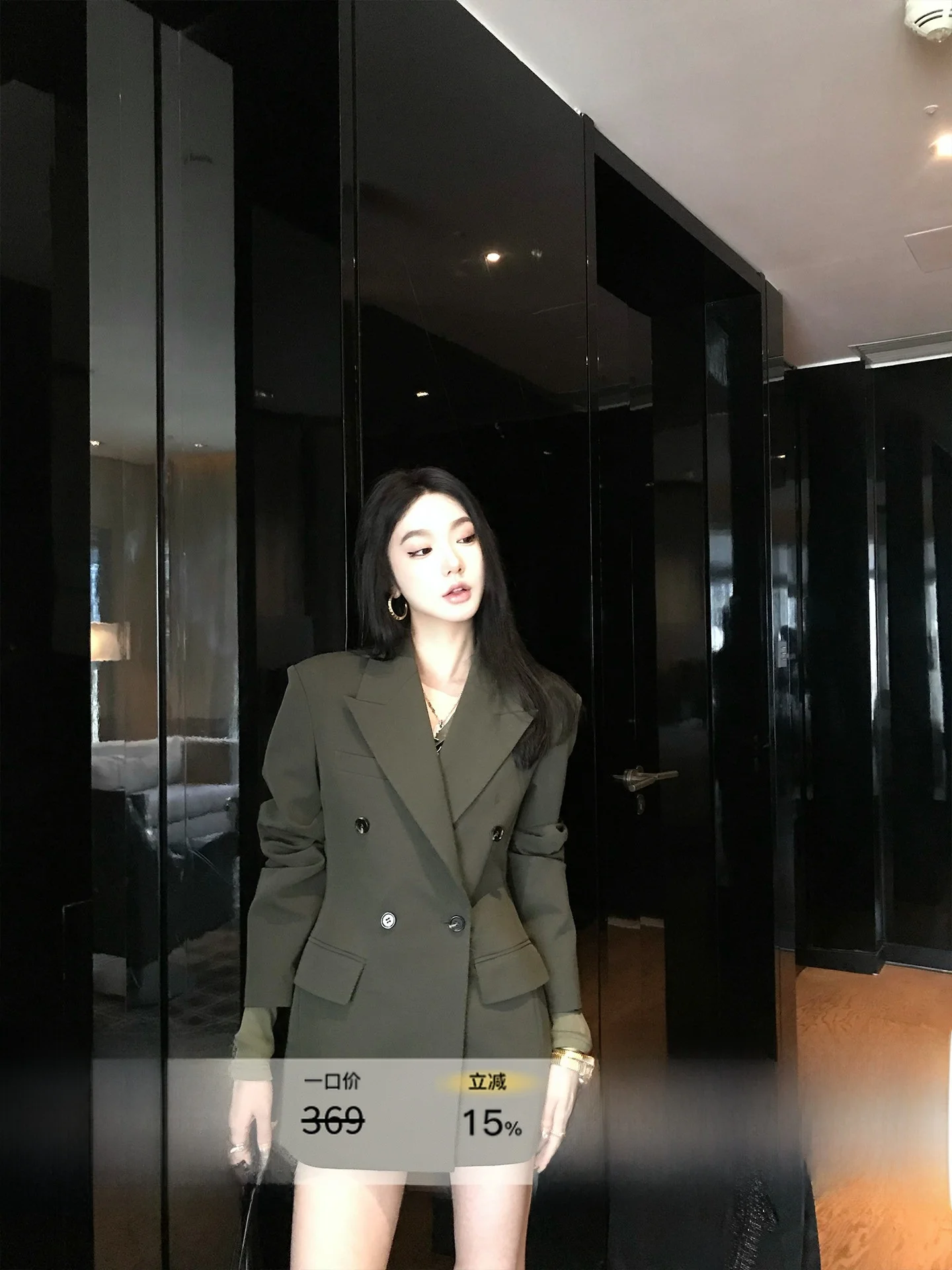 

oulder Pad Suit Jaet Women's Slim Fit Waist Cinched Double Breasted Casual Sle Polyester Fiber Commute Appropriate