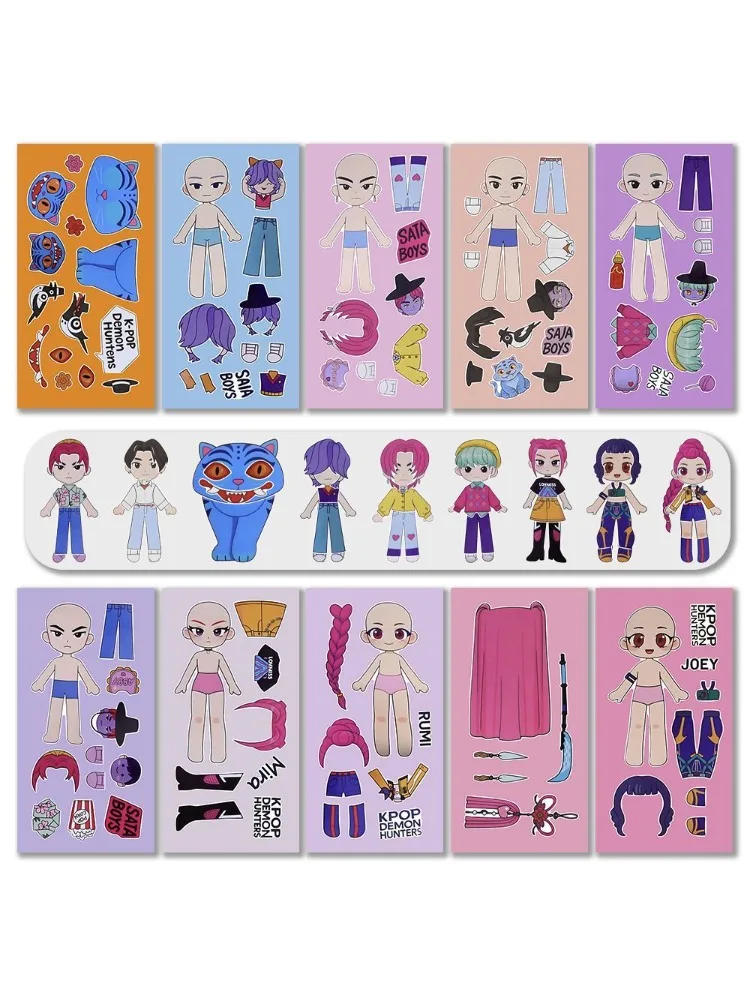 10/20/30 feuilles KPop chasseurs de démons autocollants bricolage habiller Puzzle autocollants enfants rendre votre propre jeu enfants Puzzle éducation jouet