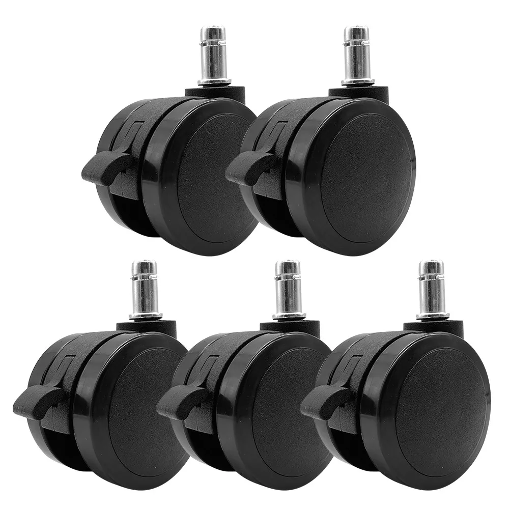 5Pcs Brake Furniture Casters Office Chair Wheels Polyurethane Smooth Rolling Replacement Wheel Casters for Office Chairs