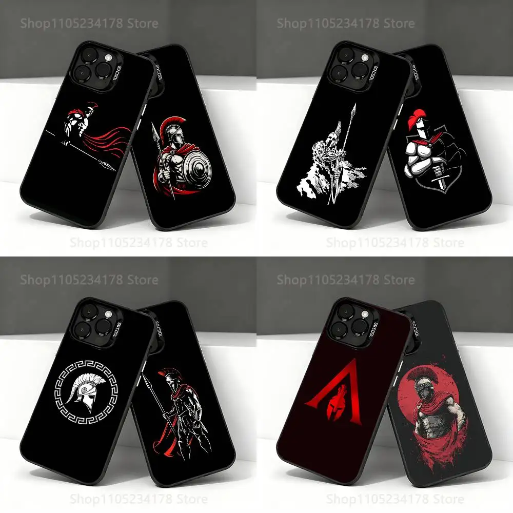 

Cool Spartan Phone Case For iPhone 17,16,15,14,13,12,11,Pro,Max,Plus,E,Air,Mini Black Tpu IMD Cover