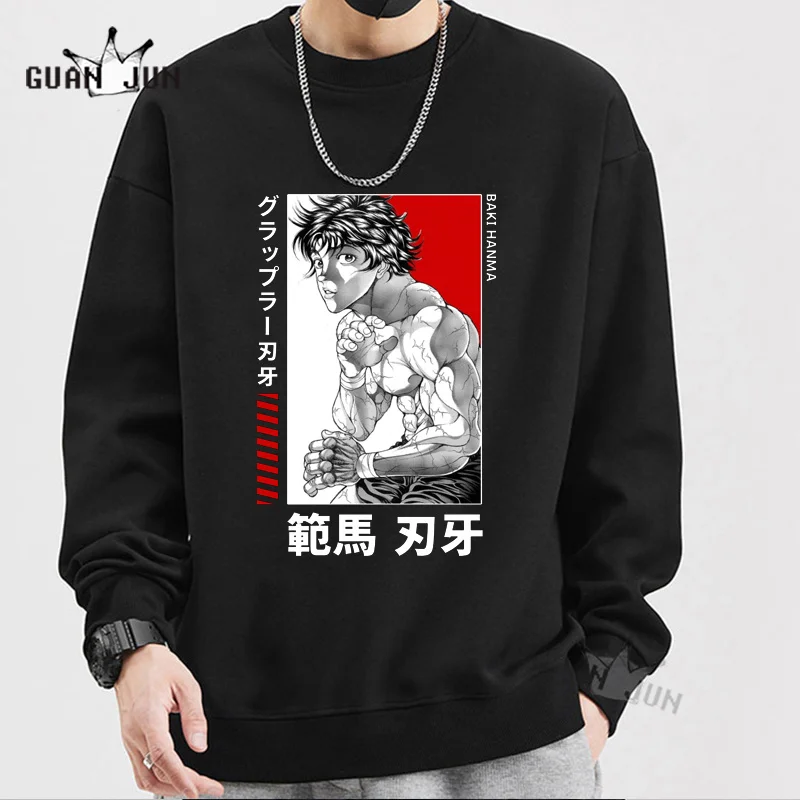 

Hot Anime Funny Yujiro Baki Hanma Hoodie Sweatshirt Loog Sleeve Grappler Fighting Fighter Round Neck Pullovers Tops Clothing Men