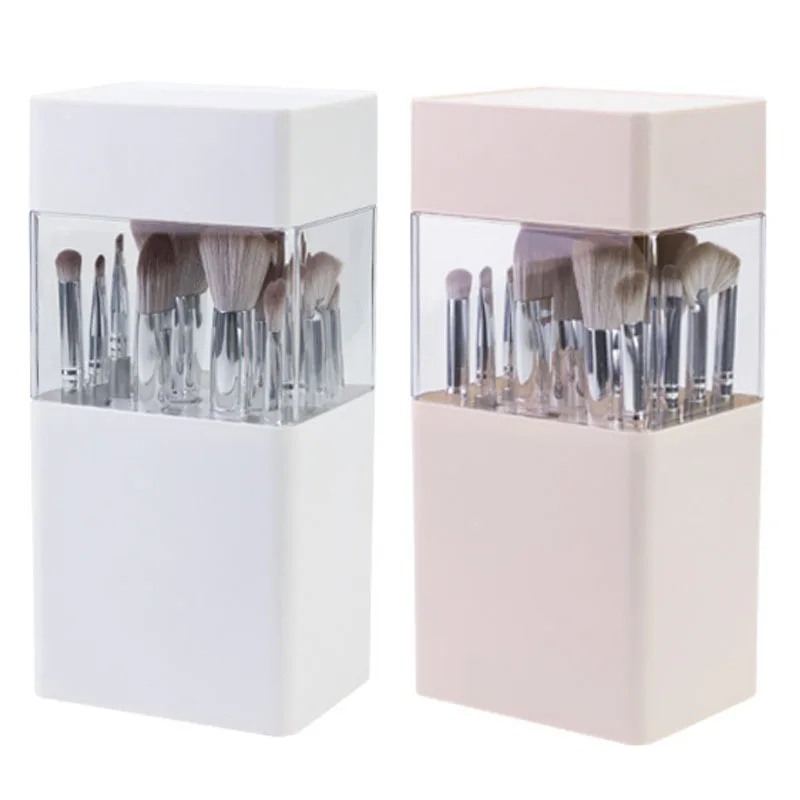 Caixa De Armazenamento De Escova De Maquiagem Transparente À Prova De Poeira, Sun-cure Rack, Suporte De Lápis De Sobrancelha Com Tampa