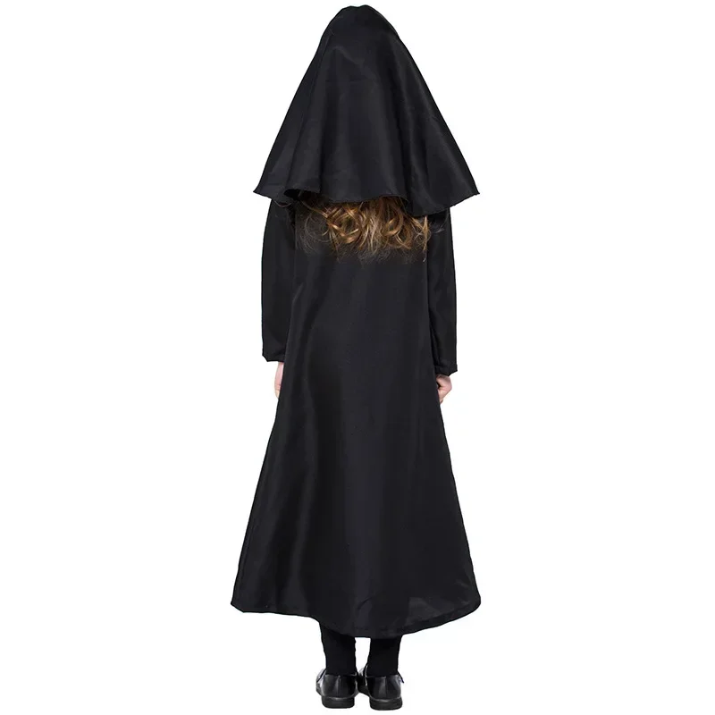 Deluxe Girls Nun Costume Child Cosplay Halloween Outfit for Kids Carnival Party Dress-Up Suit
