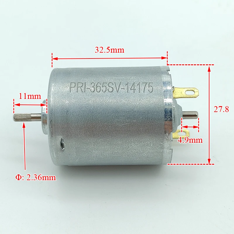 RS-365SV-14175 Micro 365 Motor Dual 2.3mm Shaft DC 12V 14.4V 18V 24V 10500RPM Mini 28mm Electric Motor DIY Toy Sweeper Robot