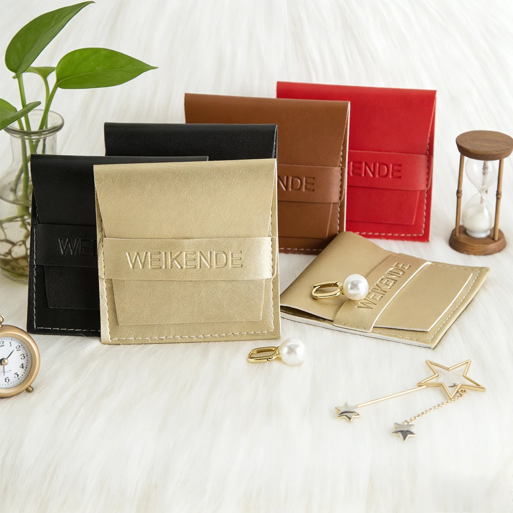 

Personalized Logo 9x9cm Jewelry PU Leather Strip Bag Lipstick Key Ring Earrings Necklace Bracelet Pendant Oil Organizer Pouches