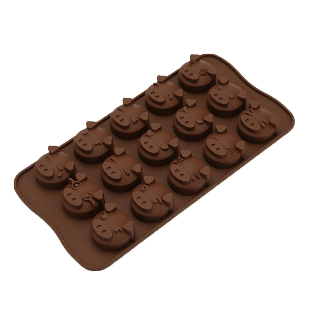 

Food Grade Silicone Pig Head Molds Soft Flexible Baking Candy Chocolate Jelly Mold Brown for Cookies Brownies Biscuit
