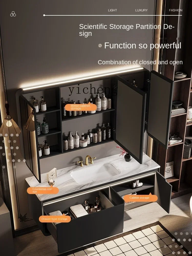 

a5 retro bathroom cabinet combination oak bathroom slate hot bending integrated basin face cabinet home decoration accessories
