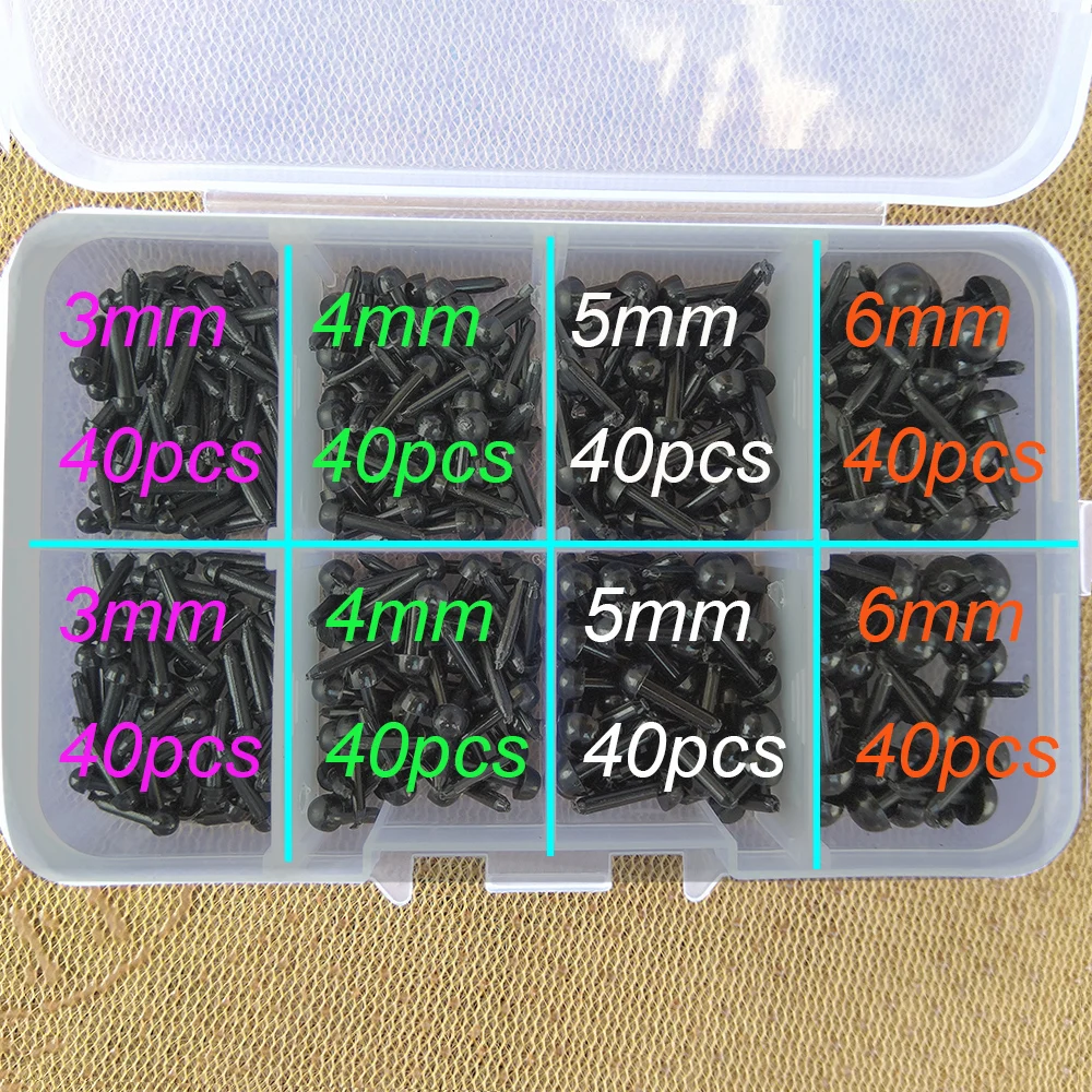 100Pcs DIY Black Plastic Safety Eyes For Toys Crafts Teddy Bear Doll Accessories Animal Making Doll Accessories 3mm/4mm/5mm/6mm