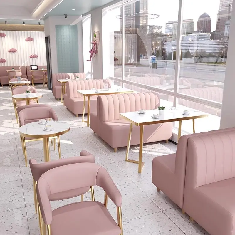 & Modern Minimalist Commercial Booth Sofa Dining Table Chair Set for Milk Tea Burger Dessert Restaurants with Custom Sizes Color
