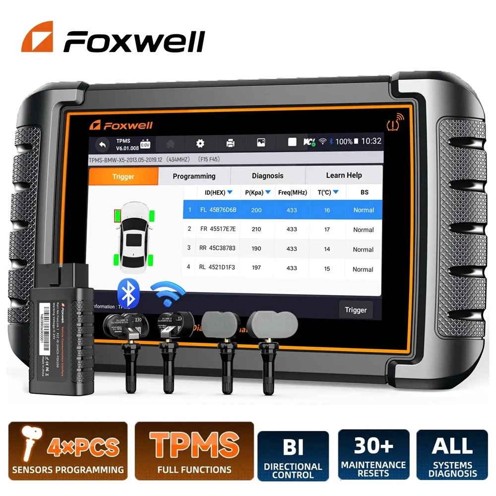 FOXWELL NT809TS TPMS Programming Tools OBD2 Car Diagnosis All System Bi-Directional 30+ Reset Bluetooth OBD Automotive Scanner