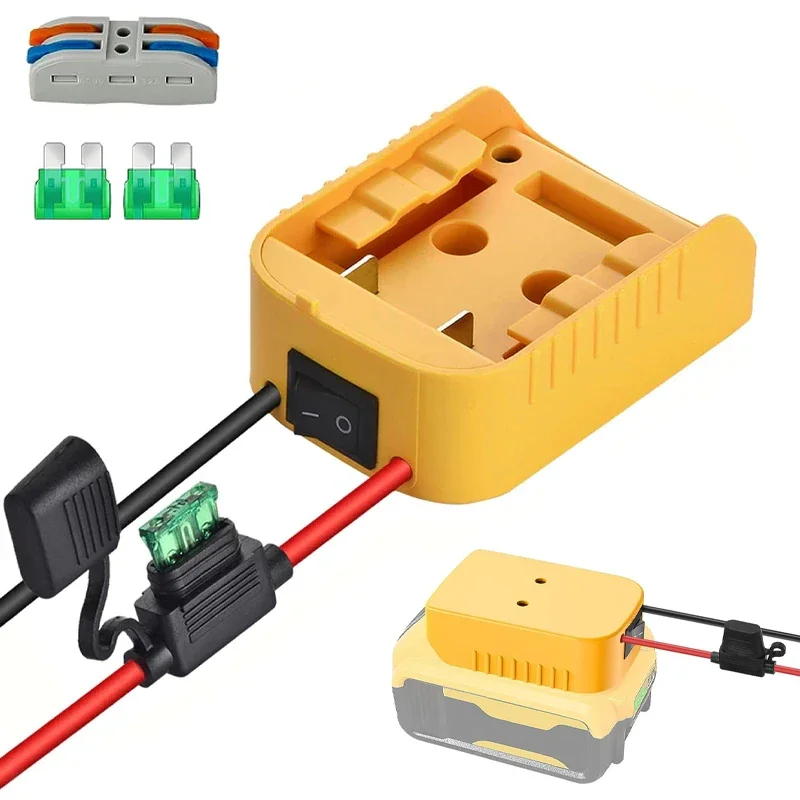 

Power Wheels Adapter for Dewalt 18V/20V Lithium Battery DIY Battery Adapter with ON/OFF Switch & 30Amp Fuse for DIY Rc Car Toys