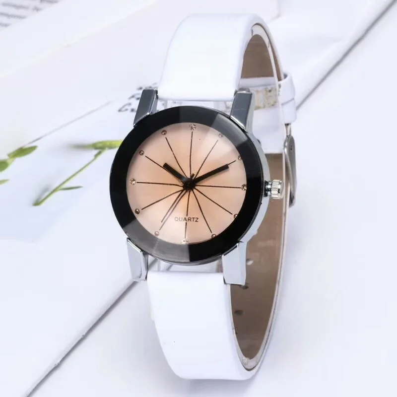 Trwała para kochanek zegarki kwarcowe Dial zegar PU zegarek z paskiem skórzanym Reloj zegarek kobiety mężczyźni moda luksusowy prezent Relogio Feminino