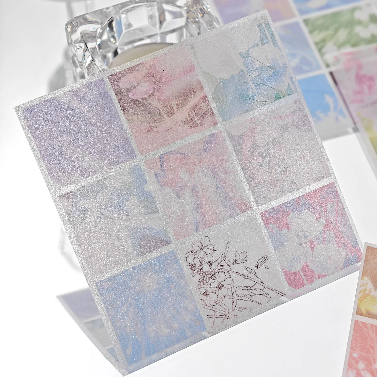 غرامة بريق فيلم الرمال ملصقات مسطحة غالاكسي Egret سلسلة الكورية Ins نمط كتيب المواد الكولاج DIY ملصقات الزخرفية