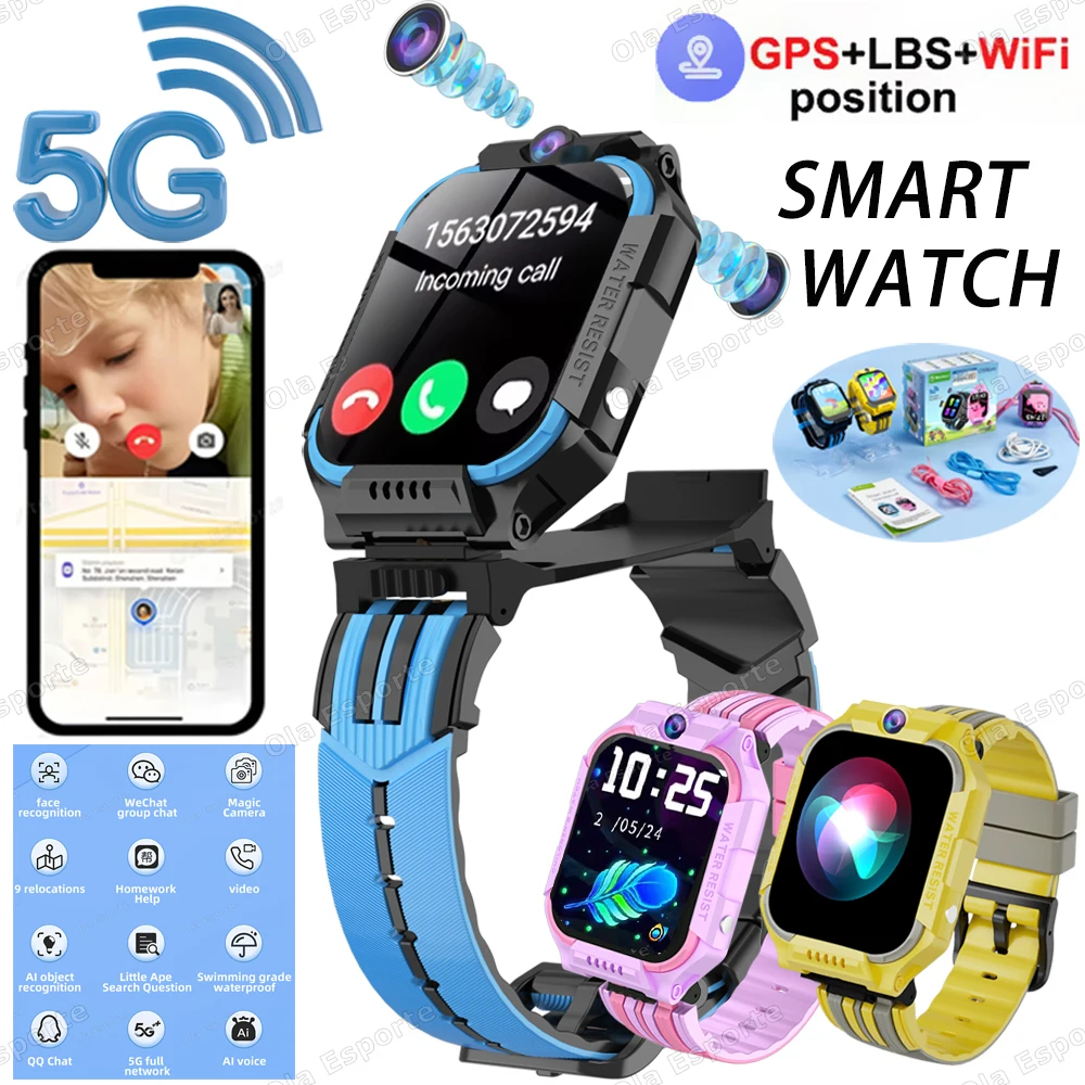 

For Android IOS Kids 5G Smart Watch SOS GPS Location Sim Card Call Camera Child Smartwatch 1.83” Waterproof Watches Gifts 2025