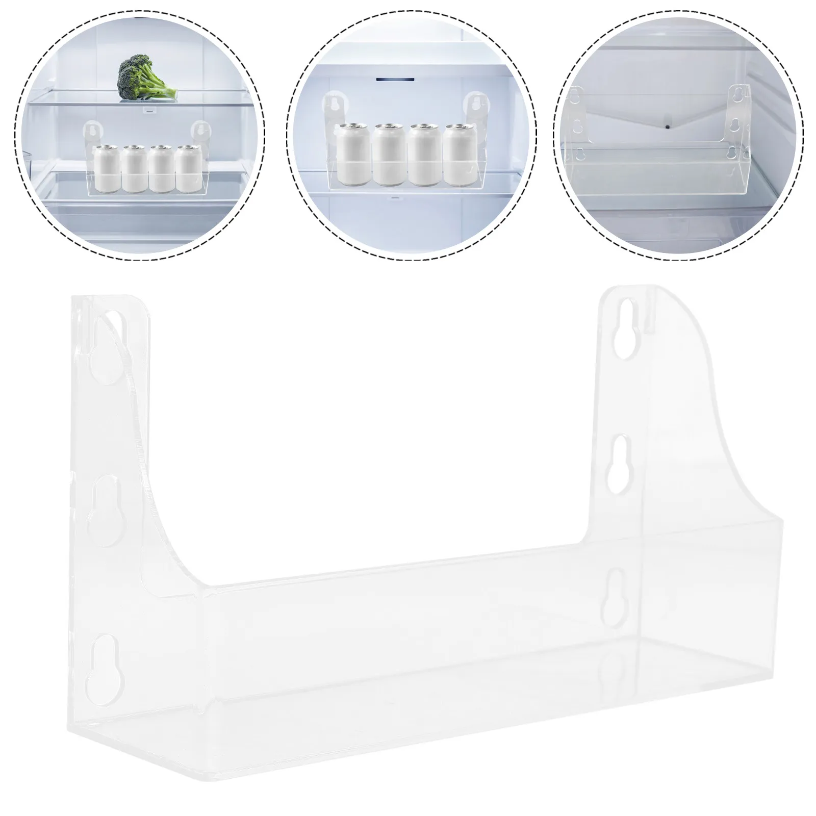 

1Pcs Beverage Rack Refrigerator Storage Shelf Transparent Acrylic Suction Organizer Adjustable Fridge Drinks Holder