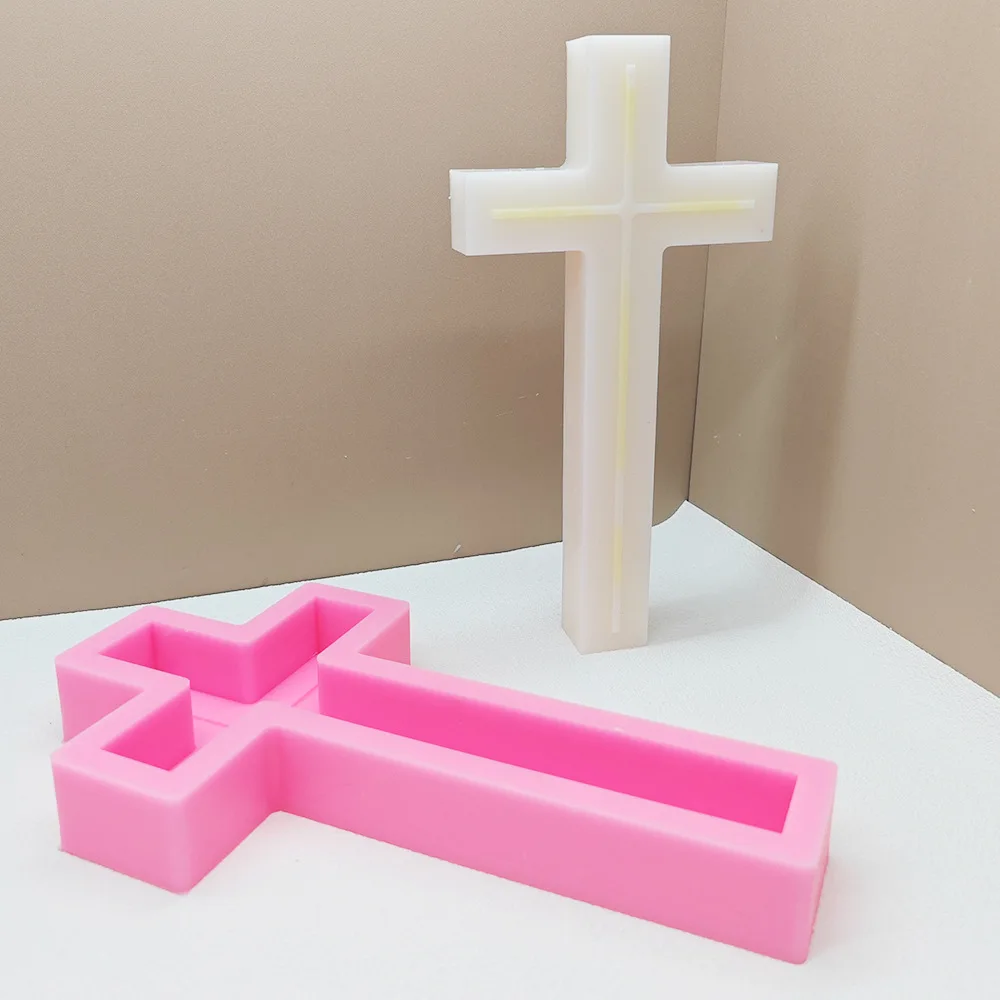 8-33cm Large Jesus Cross Candle Silicone Mold Jesus Epoxy Resin Silicone Mold Church Decor Cross Concrete Cement Gypsum Mold