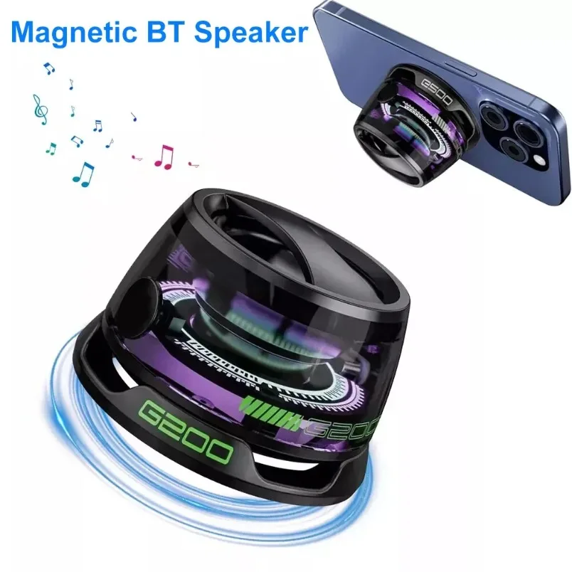 BT 5.3 Mini Tragbarer Bluetooth-Lautsprecher G200 RGB-Farblicht Magnetischer Lautsprecher Kleine Soundbox Telefonhalter Drahtloser Lautsprecher – Detail 3