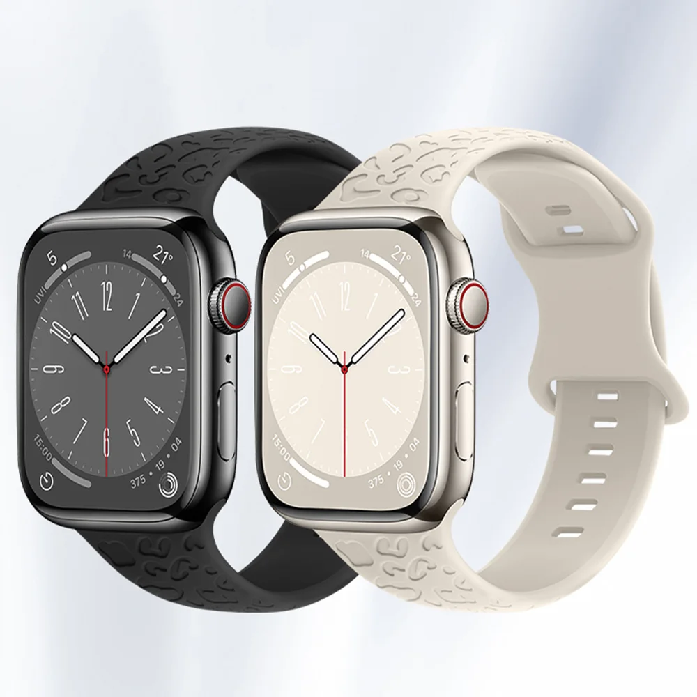 Engraved Strap For Apple Watch Band 45mm-44mm-42mm 41mm 40mm 49mm 44 mm Silicone Correa Bracelet Series 8/9/7/SE/6/5/4/3 Ultra 2