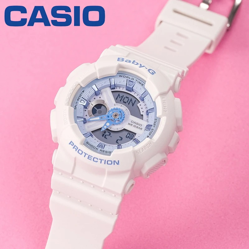 CASIO BA‑110BE‑7A Student Girl Watch Resin Digital Display 100M Waterproof Daily Outdoor Ladies Wrist Watch