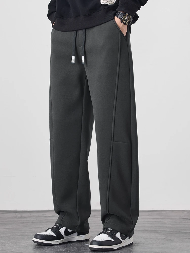 

Spring Autumn New Heavyweight Bent Knife Pants Cleanfit Banana Straight Leg Sweatpants Casual Long Trousers for Men