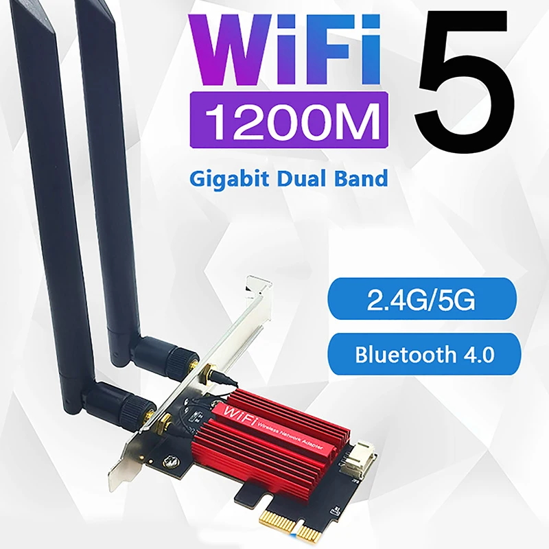 

2.4G/ 5G Dual Band 7260AC Built-in Wireless PCI-E Card For Desktop PC 1200Mbps Bluetooth 4.0 PCi Express Wifi Adapter