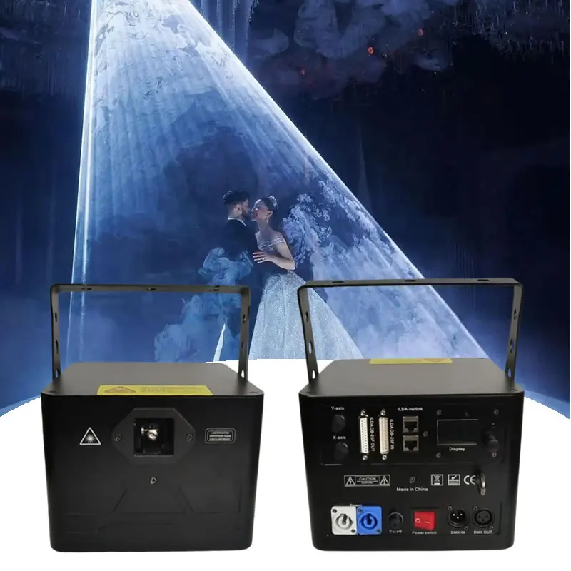 10W Stage Wedding Laser Light Full Color DMX RGB 3D Animation Scanner Bar Club Disco Christmas Party Show Laser Beam Lighting