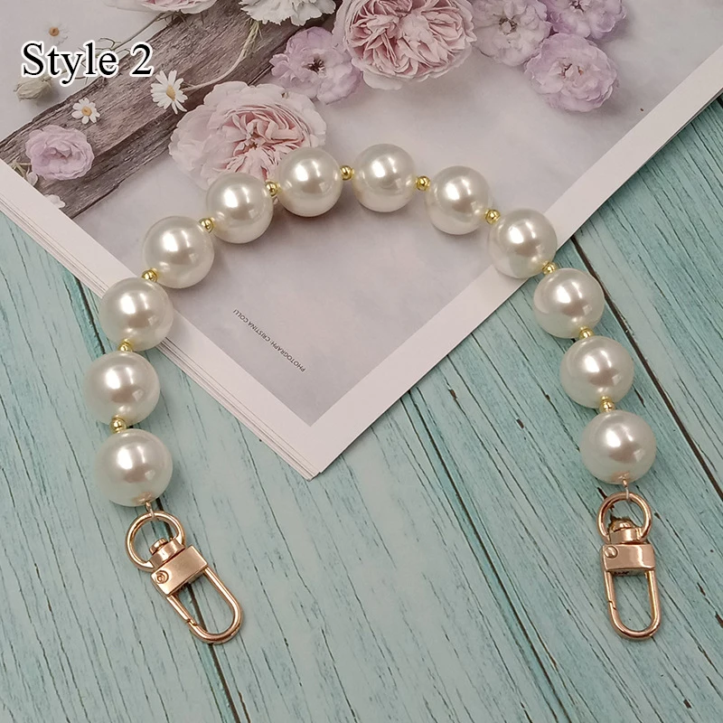 Fashion Imitation Pearl Chain Strap For Handbag Women Purse Belt Bag Handle Replacement Short Bead Chain Diy Bag Accessories