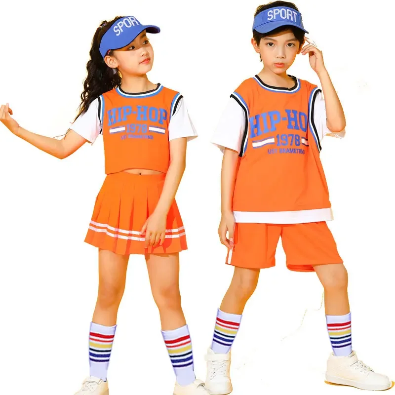 

Cheerleading Stage Costume Kids Jazz Dance Costume Girls Performance Clothes Student Group Games Costume Boys