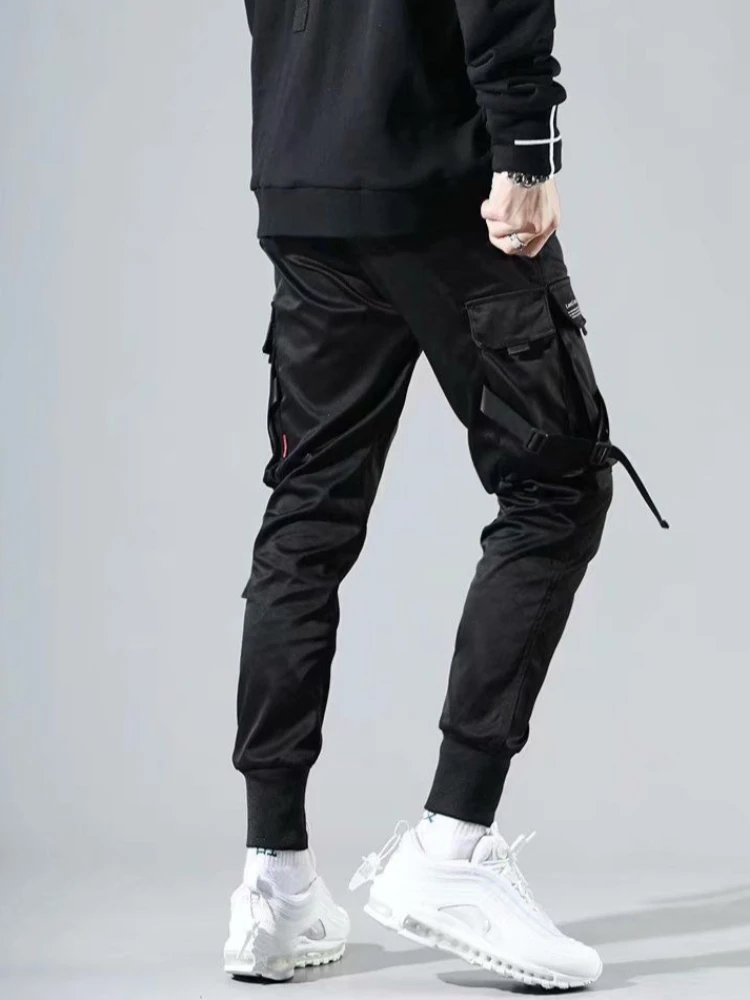 

Мужские универсальные тактические брюки-карго с зауженным кроем и ремнями, повседневные джоггеры в уличном стиле