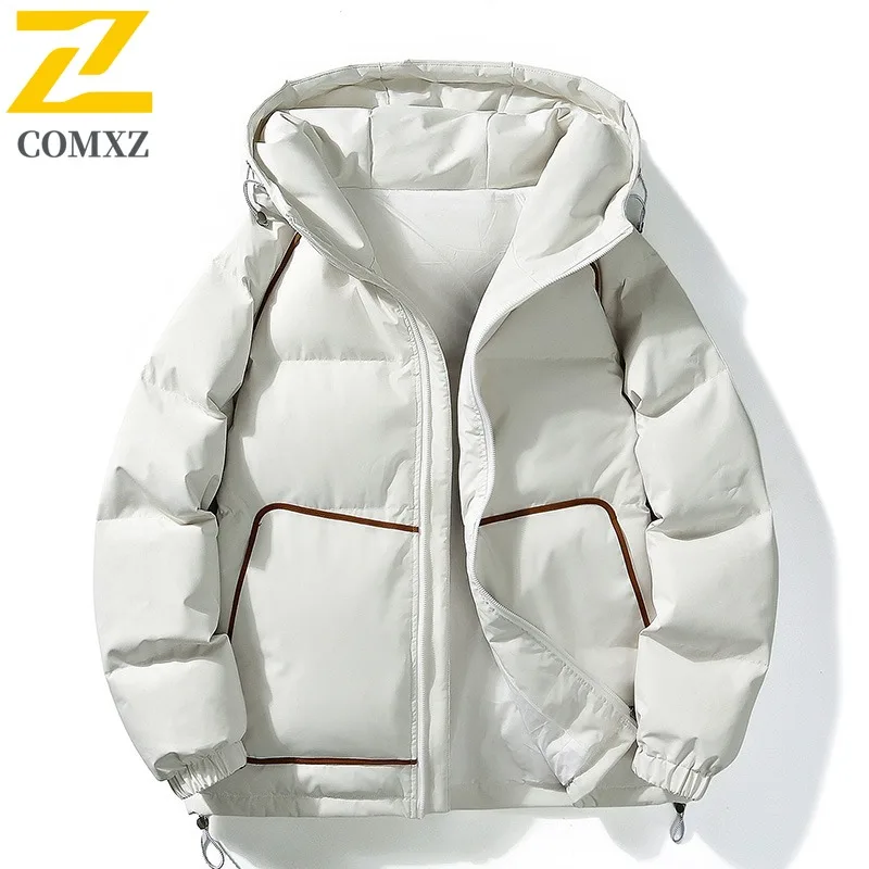 

COMXZ Мужская куртка-пуховик премиум-класса с воротником с капюшоном, уличное зимнее лыжное пальто с защитой от холодного пуха, ветрозащитная зимняя одежда на белом утином пуху