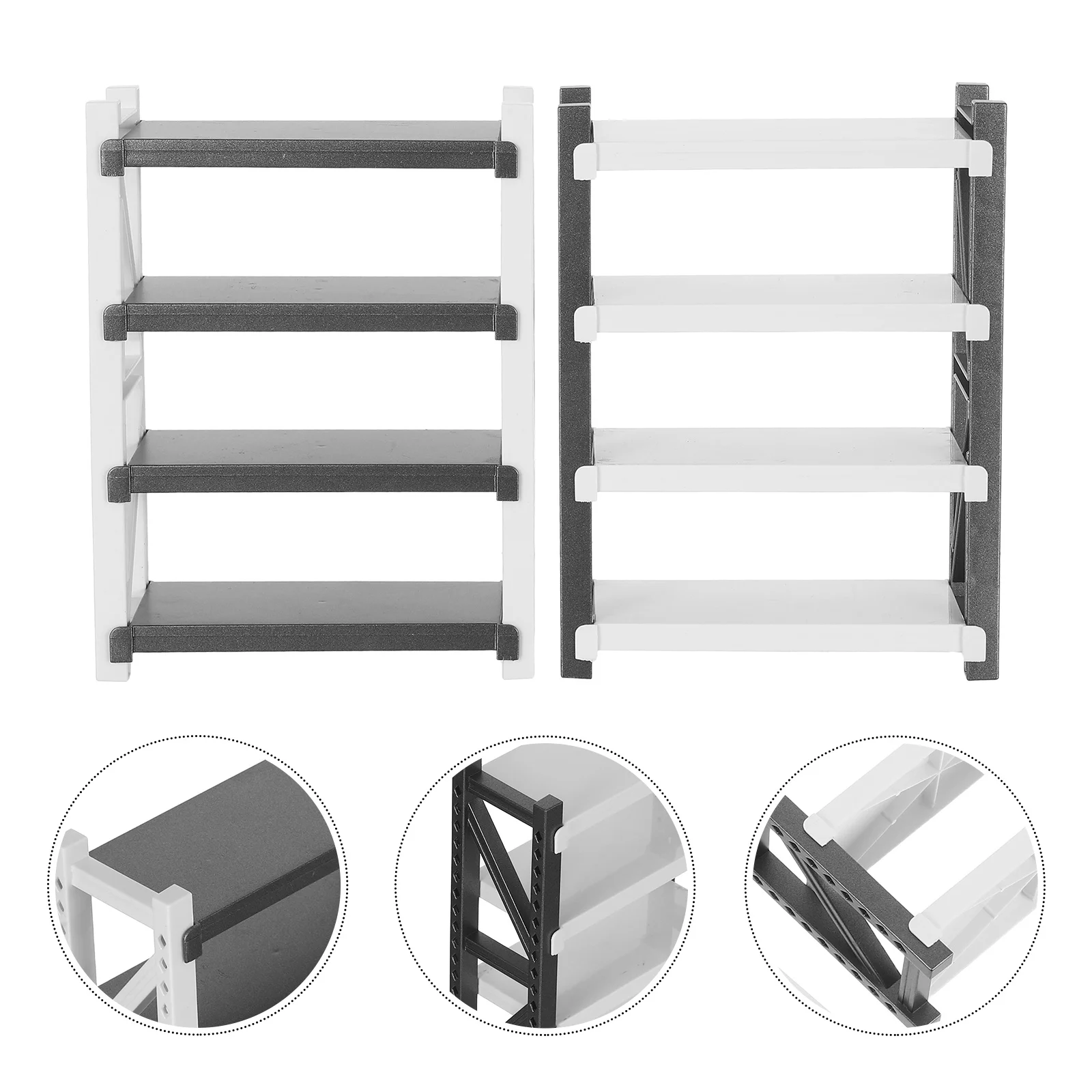 

2pcs Dollhouse Storage Organizer 4-Layer Mini Rack For Kids Storage Compact Plastic Trinket Shelf Mini House Furniture