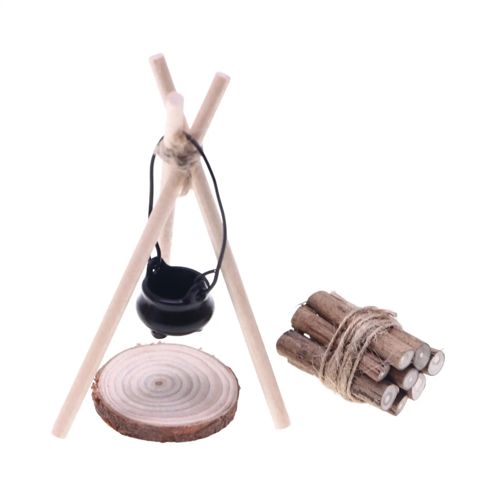 Set da campeggio per casa delle bambole 2x1/12 Decorazioni per scene Mini set da campeggio fai-da-te per set di legna da ardere micro paesaggio